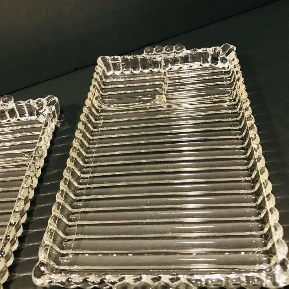 Vintage 1940’s Hazel Atlas Entertaining Snack, Sip & Smoke Set of 2 Antique Tray